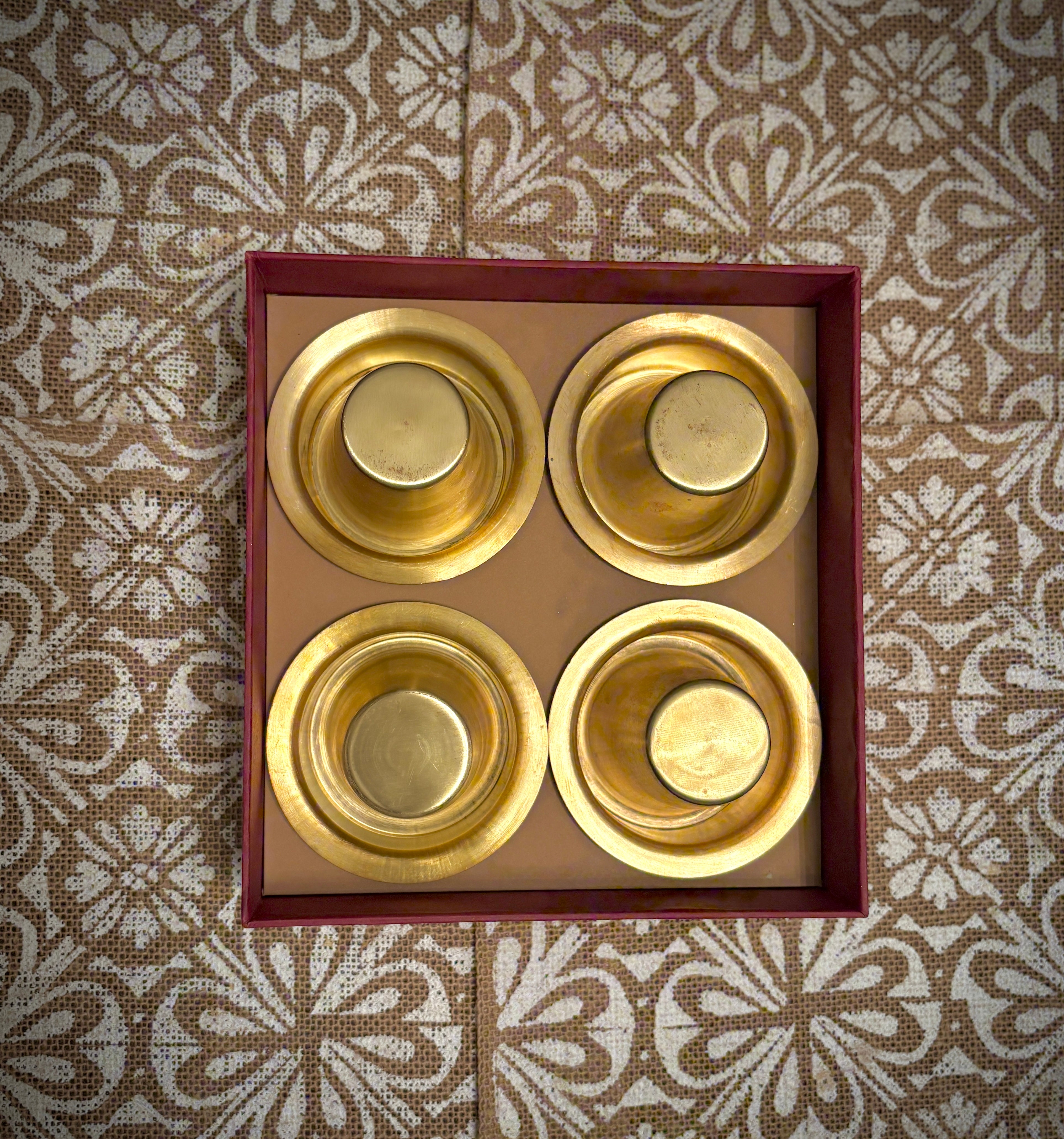 Brass Dabara Set (4 Filter coffee cups)