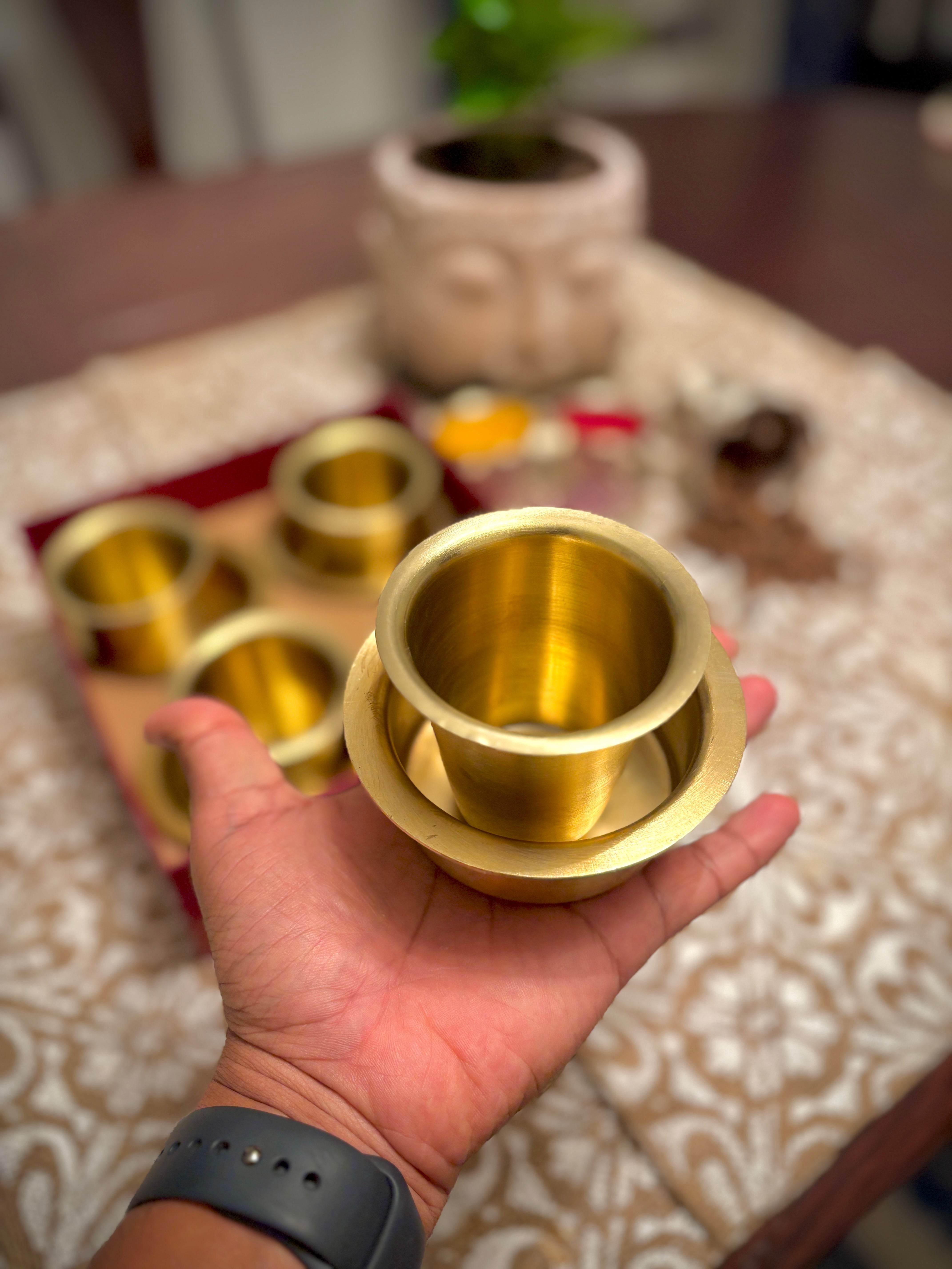 Brass Dabara Set (4 Filter coffee cups)