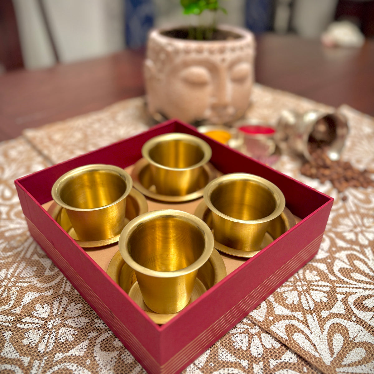 Brass Dabara Set (4 Filter coffee cups)