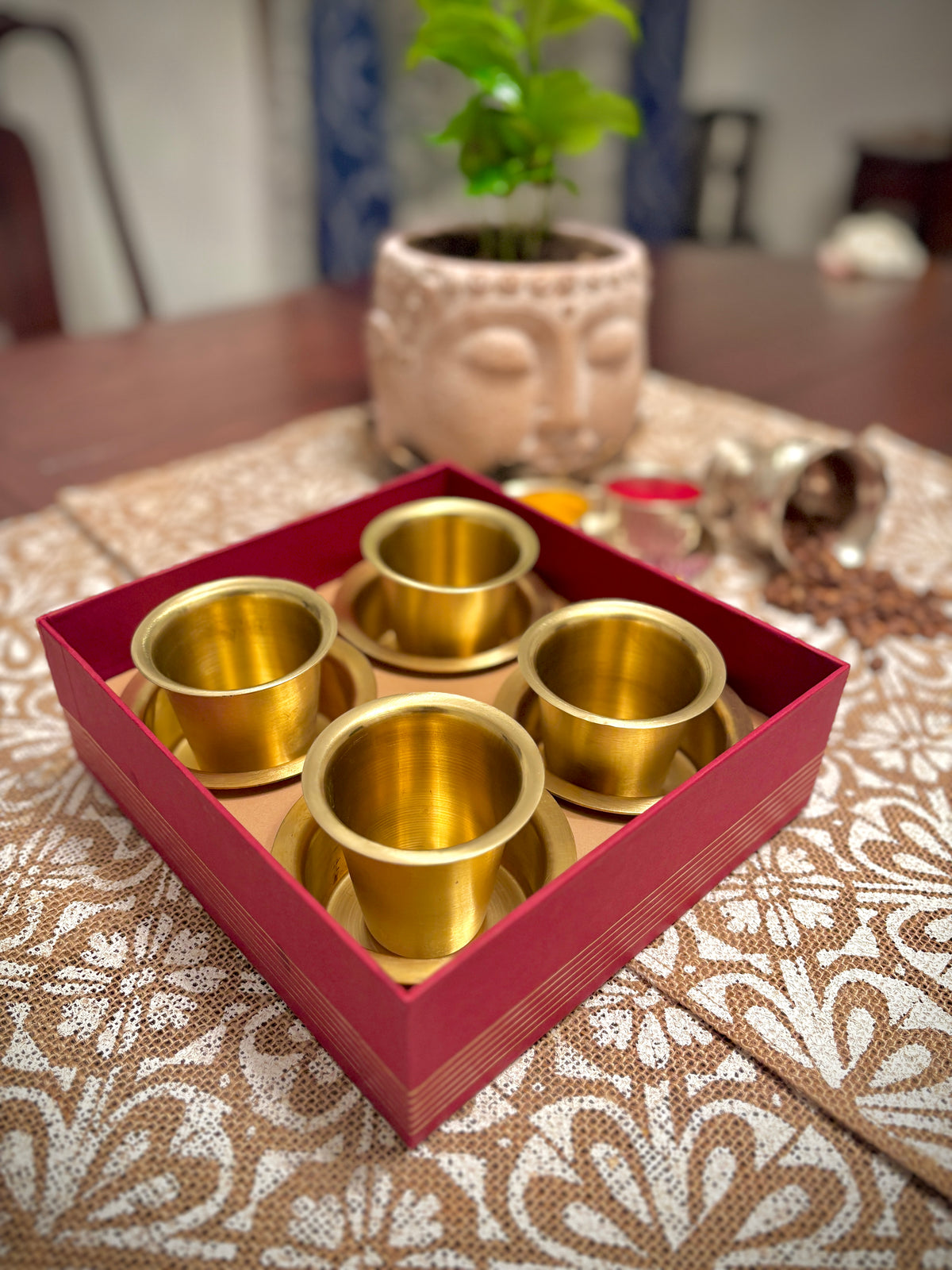 Brass Dabara Set (4 Filter coffee cups)